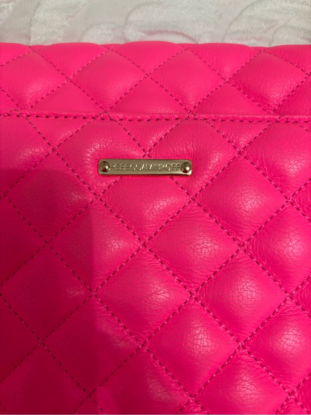 EUC Rebecca Minkoff Limited Edition Quilted Affair Bag in Neon Pink (Large Size) - Picture 13 of 14